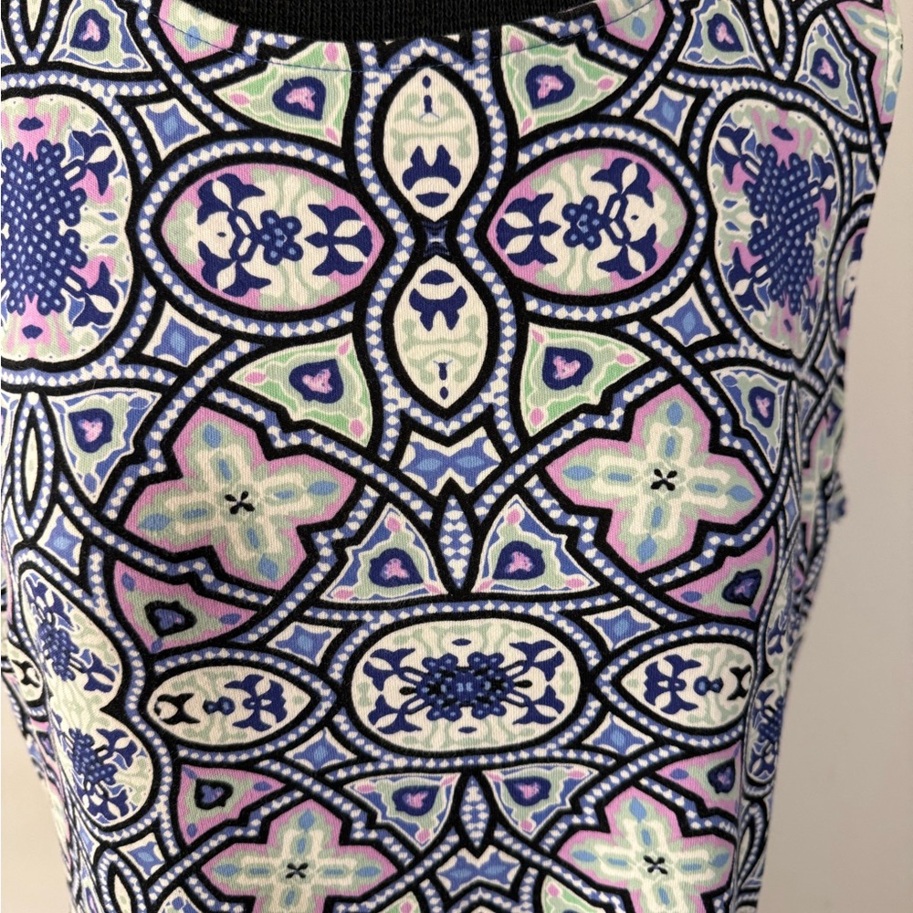 Talbots Blue and White Geometric Midi Dress - Picture 2 of 8